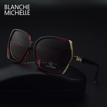 Blanche Michelle Înaltă Calitate, Supradimensionate, ochelari de Soare Polarizat Femei UV400 oculos de sol Gradient de Conducere Ochelari de Soare Cu Cutie