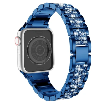 Bling Benzi Albastre Pentru Apple Watch serie Curea 6 5 4 SE 40mm 44mm curea correa femei pulseira bratara pentru iwatch 38mm 42mm