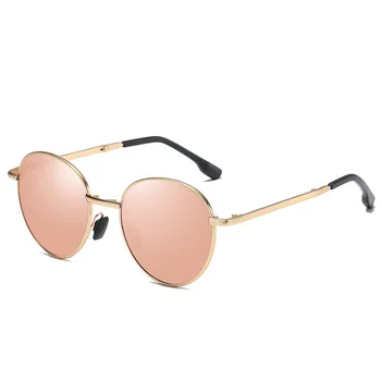 SWOKENCE Pliat Polarizat ochelari de Soare Barbati Femei Portabil Pliant Ochelari Aliaj Cadru Rotund Colorate Lentile de Ochelari de Soare SA62