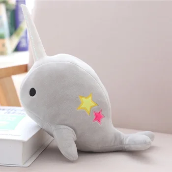 Drăguț Gemeni narval pește jucărie de pluș papusa Unicorn Balena animale Marine jucării pentru Copii cadouri de Vacanță Reconfortant păpuși