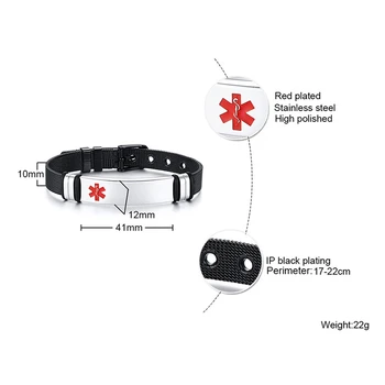 Vnox Personalizate Gravate DIABET zaharat de TIP 1 de Alertă Medicală ID Bratari pentru Barbati Femei Lungime Reglabilă de Urgență Memento Bijuterii
