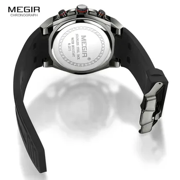 MEGIR Top Brand de Lux Ceas Cronograf Bărbați Cuarț Ceasuri Sport Armată Militar Curea Silicon Ceas de mână de sex Masculin Negru Ceas