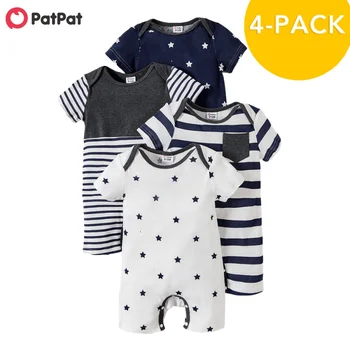 PatPat 2021 New Sosire Vara 4-pack Baby Boy Dungi și Stele Costume pentru Copii Îmbrăcăminte Copil Salopetă