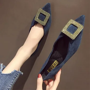 EOEODOIT Primăvară Apartamente de Moda de Cristal Catarama V Gura Birou Doamnă Weekend Slip On Mocasini Femei Toc Plat de Conducere Pantofi 2020