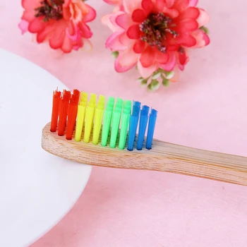 50x Lemn de Bambus Mâner Periuțe de Dinți pentru Copii Perie de Curatare Oral Dental Design Nou, Mixt Color Bambus Periuta de dinti