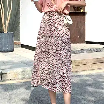 De Vară 2020 Volane Boemia de Moda pentru Femei Fuste Sifon Potrives Maxi Fusta Lunga imprimeu Floral Talie Inalta Fusta Plisata Jupe FY310