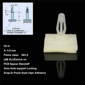 MTSPACE 100buc/Set HC-5 Nailon Băț de Plastic de Pe PCB Distanțier Impas Blocare Snap-In Posturi Fixe Clipuri Adeziv Gaura de 3mm Suport