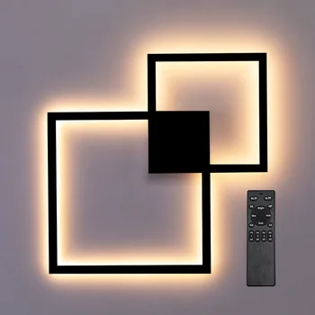 Zerouno modernă cu LED-uri lampă de perete de la distanță controler de lumină montate în camera de zi tranșee decor bază pătrată corpuri de 24W negru 110V