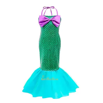 3-13Y Copii de Halloween/Craciun Sirena Cosplay Dress Coada de Sirena Verde Costum Pentru Fete Ariel Pricess Copii Rochii de Lux