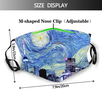 Noapte înstelată Toronto Van Gogh Skyline Ilustrare Reutilizabile la Modă Gura Masca de Fata Anti Dovada cu Filtre de Protecție Poliester