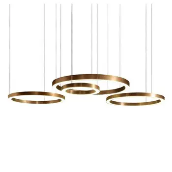 Modern cercul de aur agățat lampă pandantiv cu LED-uri de lumină Hotel inel din oțel inoxidabil living minimalist Lumina pentru restaurant proiect