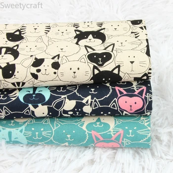 110x45cm Japoneză animal pisică drăguț Desene animate imprimate tissus telas Gros de Bumbac Țesături Tecido Cusut Manual mozaic Accesorii