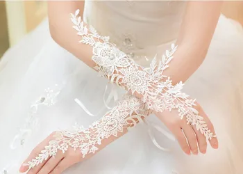 Femei elegante Dantela Mănuși de nunta Fingeless Cot Timp de Mireasa Mănuși Fingerless din Dantela Accesorii de Nunta 2019