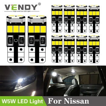 10buc Auto W5W T10 168 de Lumină LED-uri Auto Bec Lampă Interior 2835 smd Pentru Nissan Qashqai, Tiida Noi Teana Juke, X-trail Almera Sentra