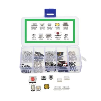 250Pcs 10 Tipuri Tactil Buton Comuta Mașina de la Distanță Buton Cheie Microîntrerupător Tool Kit Moment Tact Sortiment Kit