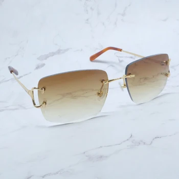 Vintage ochelari de Soare pentru Barbati Brand Designer Festivalul de Decor la modă carter ochelari fără ramă de metal oval umbrele de soare pentru femei