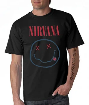 Nirvana Roșu, Alb Și Albastru Zâmbet Nou Tricou Alb Kurt Cobain
