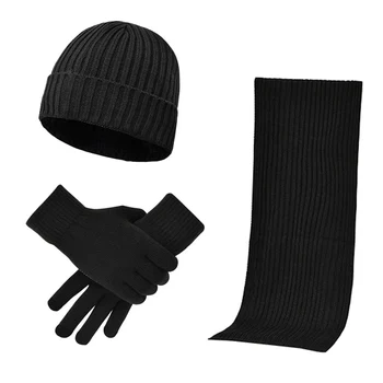 3pcs Femei Barbati Gros Tricotate Beanie Termică Protecția Gât Pălărie Moale Eșarfă Mănuși Set Schi în aer liber, Sporturi de Iarna Cald Casual